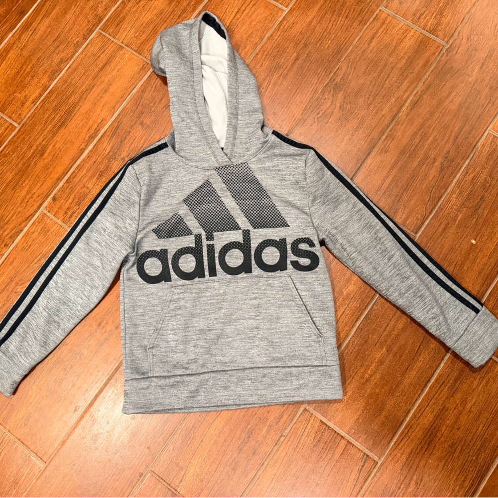 Adidas Heather Gray Hoodie with Black Accents